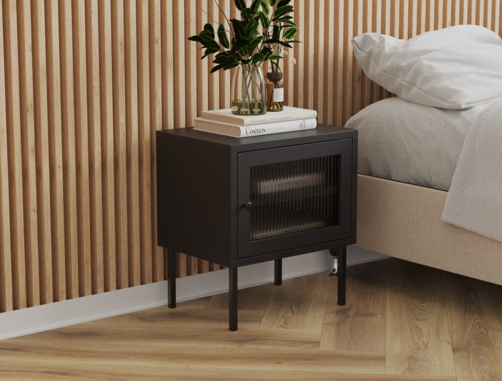 3D rendering of black nightstand - Intervibe studio