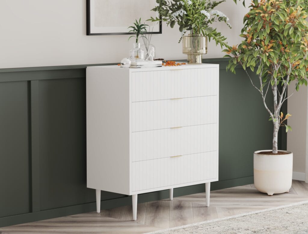 3D visualization of white chest of drawers