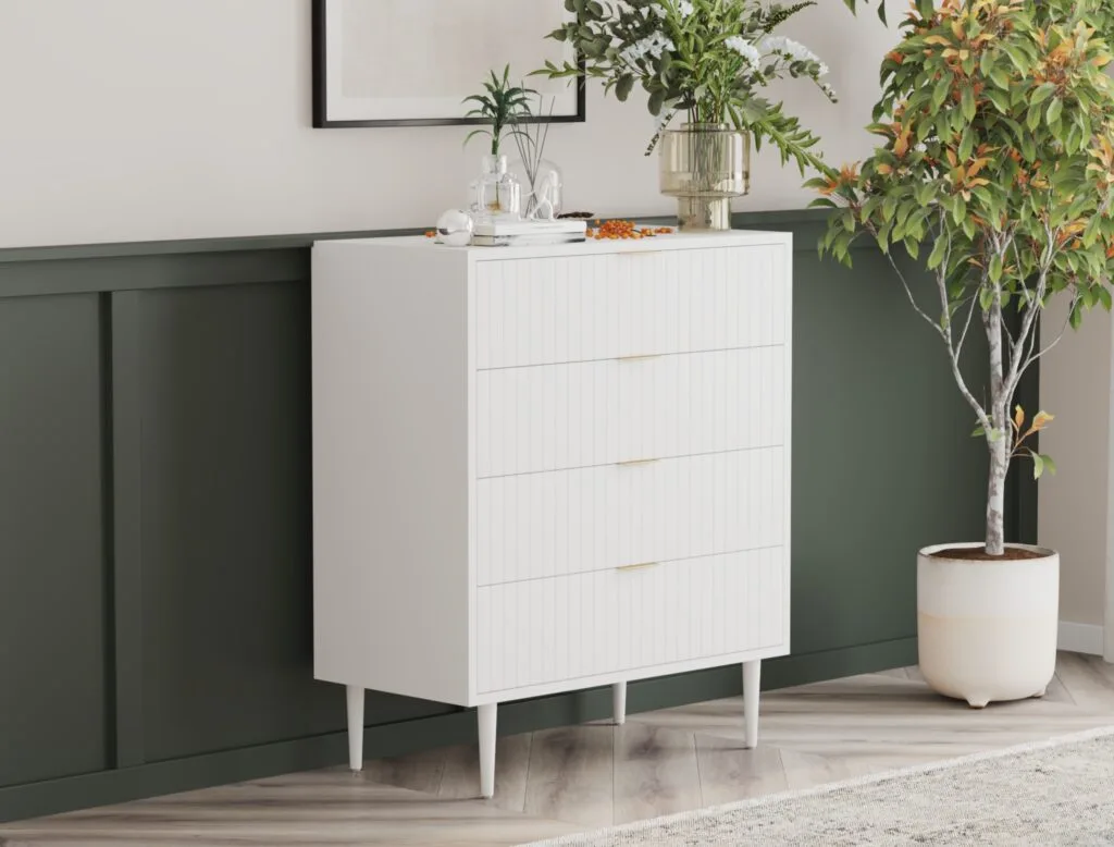 3D visualization of white chest of drawers