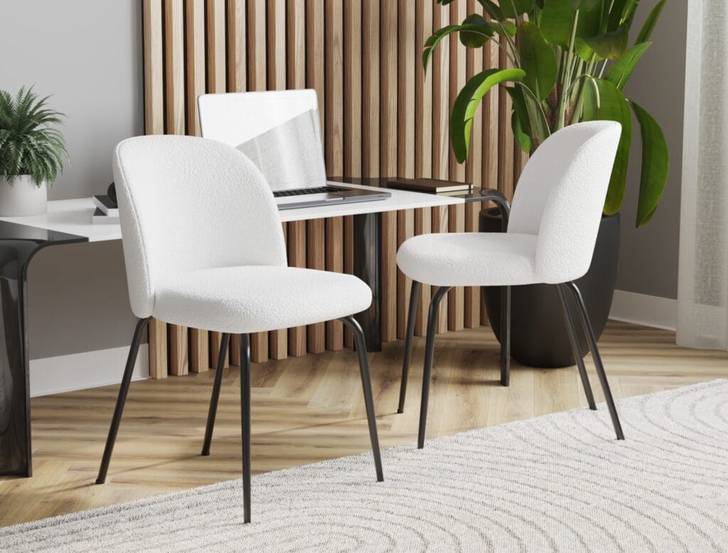 Contemporary round-back office chairs in white – Intervibe Studio 3D render