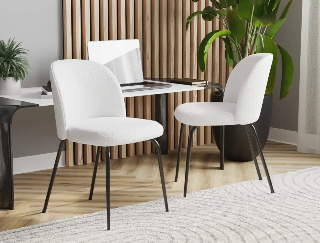 Contemporary round-back office chairs in white – Intervibe Studio 3D render