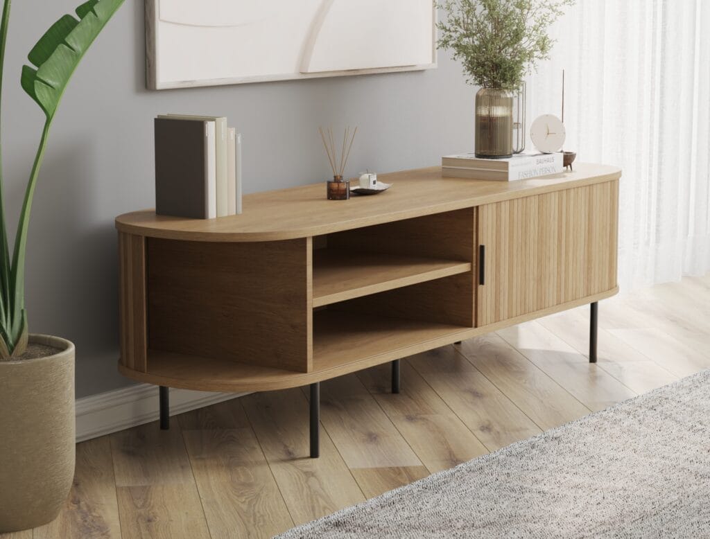 Contemporary storage cabinet – natural oak design