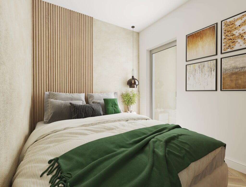 Cozy bedroom with layered bedding and natural textures – Intervibe Studio