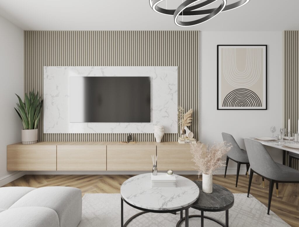 Modern living room design with neutral tones – Intervibe Studio
