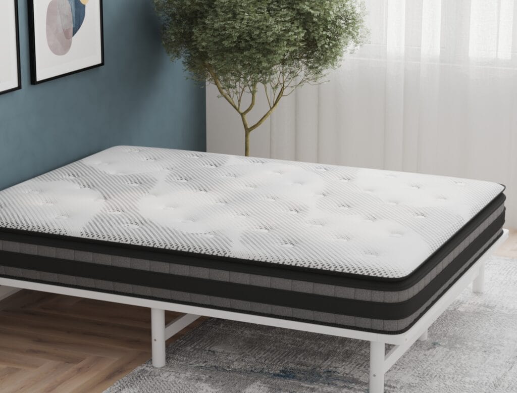 Comfortable mattress with modern design for bedroom interior