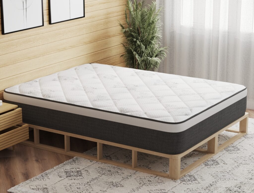 Comfortable mattress with modern design for bedroom interior