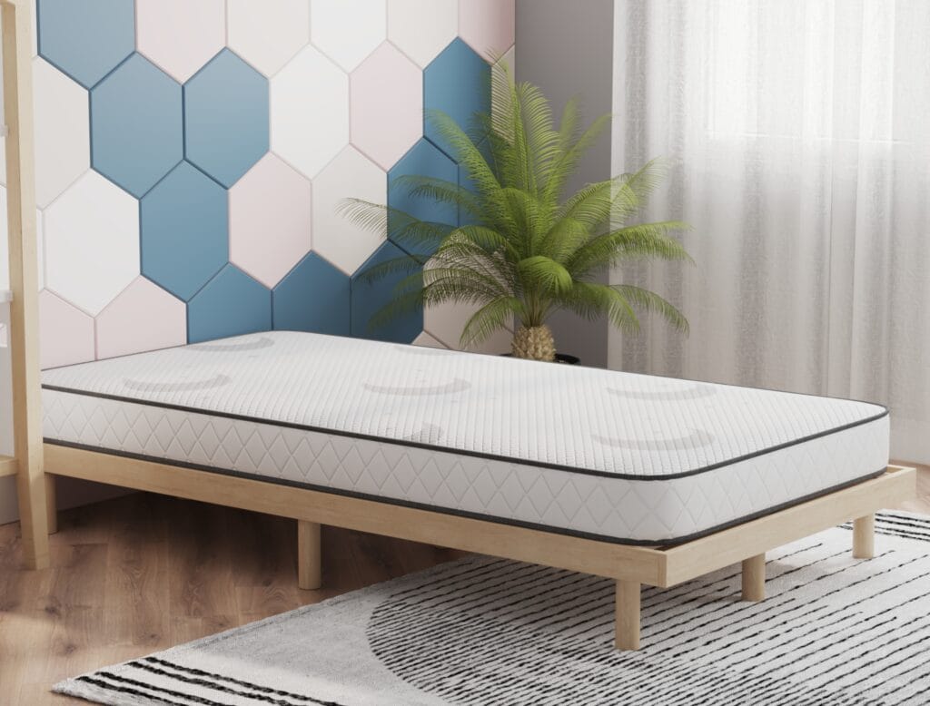 Comfortable mattress with modern design for bedroom interior