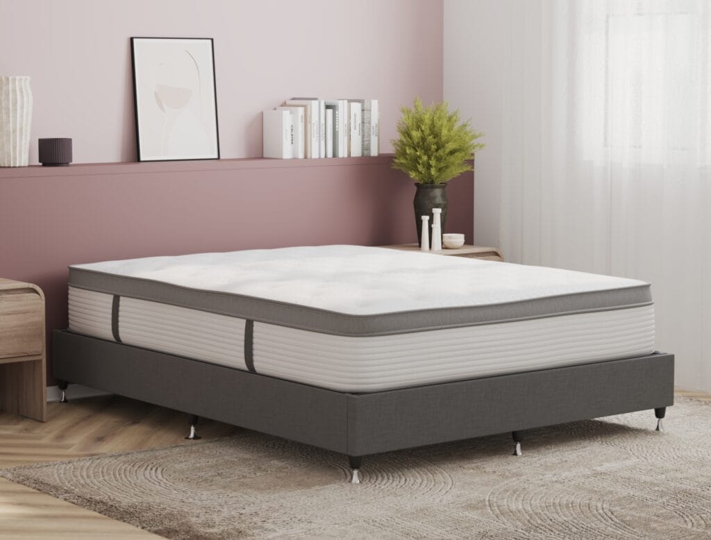 Comfortable mattress with modern design for bedroom interior