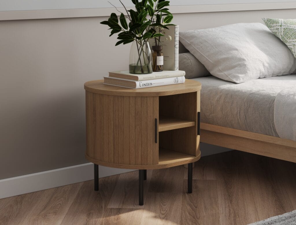 Minimalist oak nightstand with storage