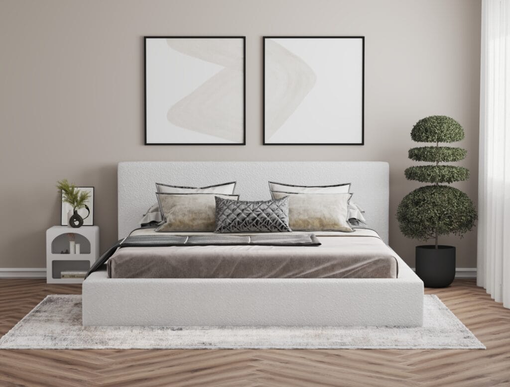 Modern bed frame 3D visualization