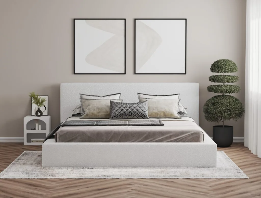 Modern bed frame 3D visualization