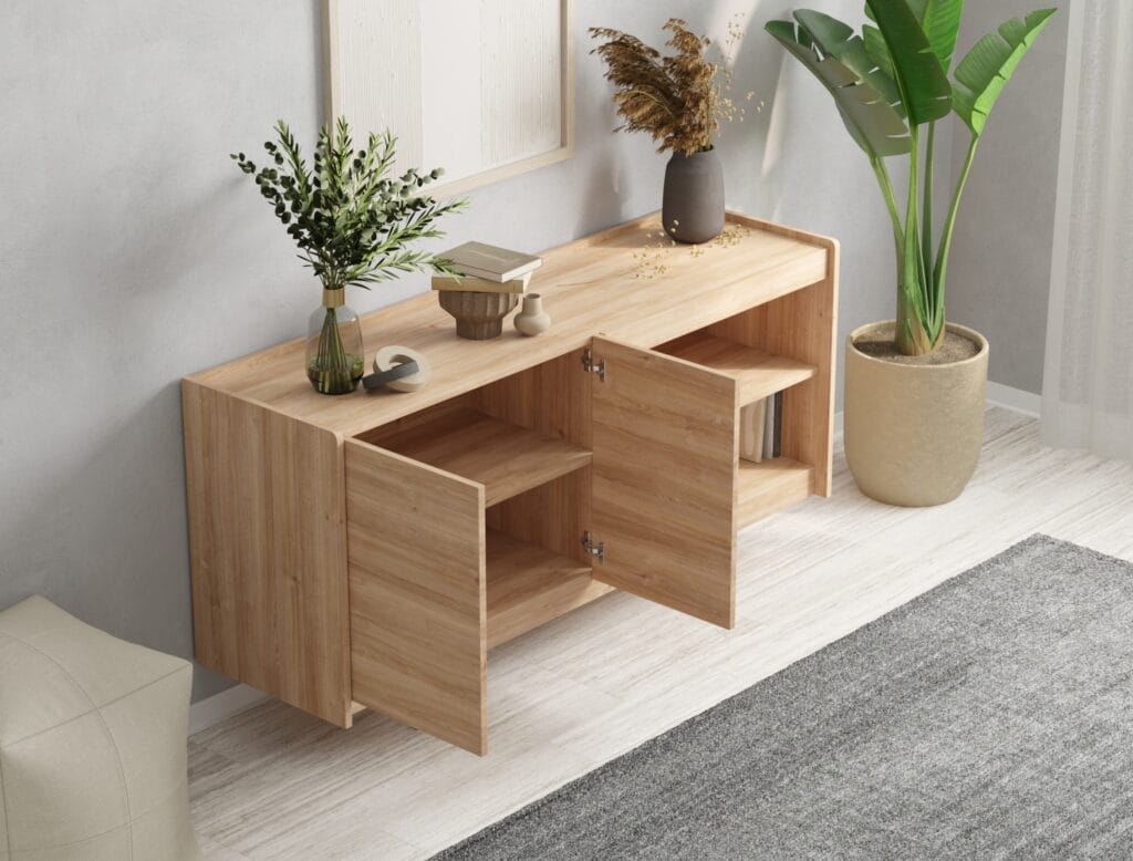 Scandinavian oak sideboard with storage