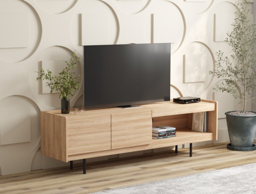 Scandinavian oak TV unit with drawers – Intervibe Studio