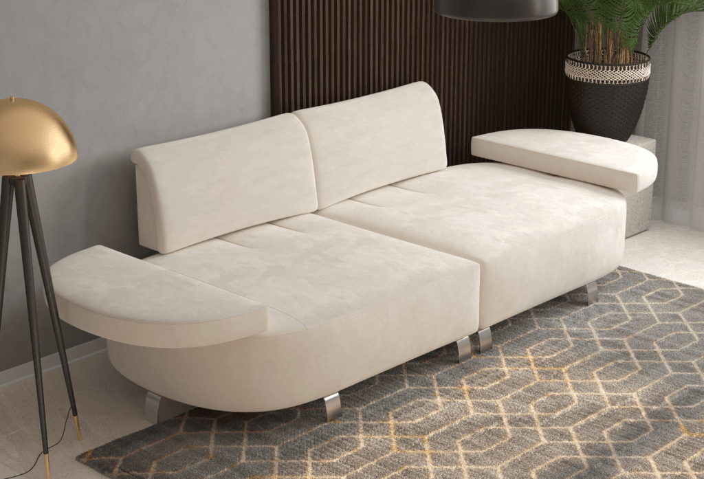 White L-shaped chaise sofa modern design