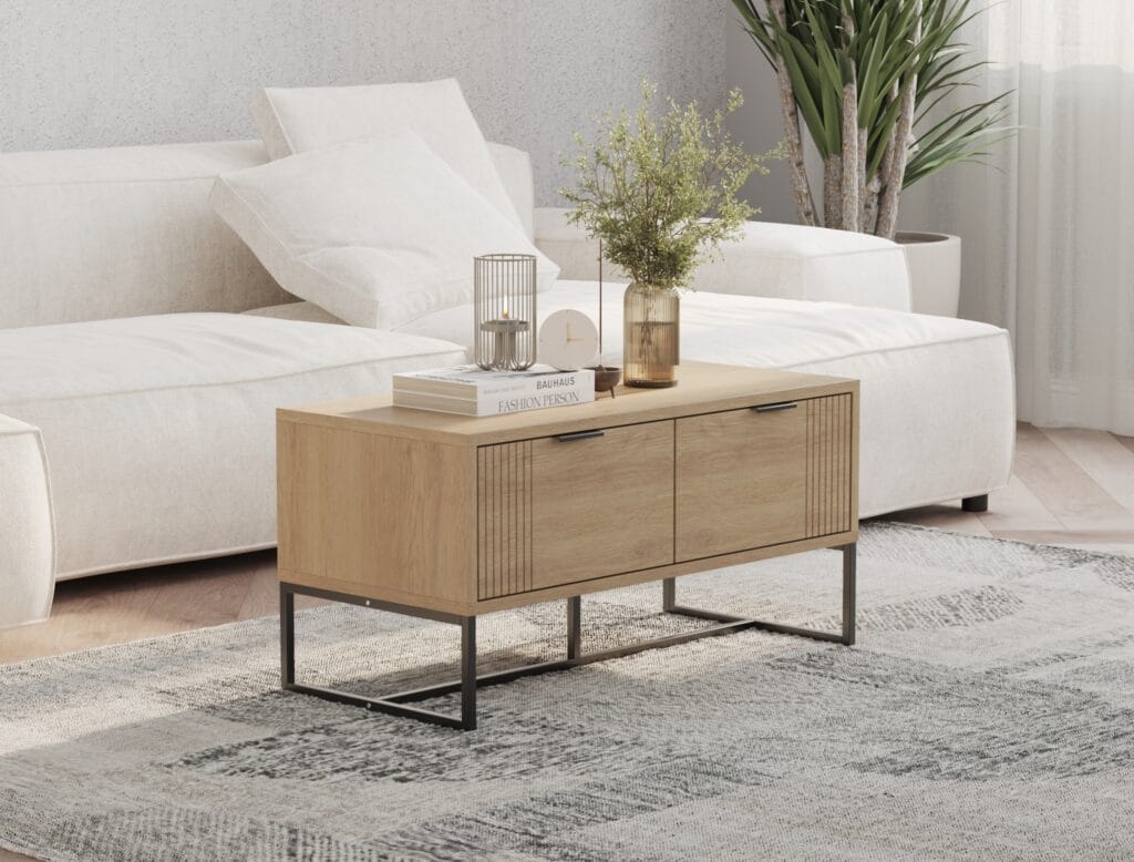 Wooden coffee table design visualization
