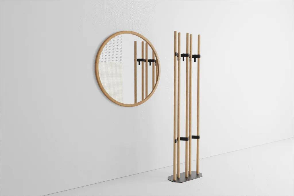 3D furniture visualization of coat rack and mirror set