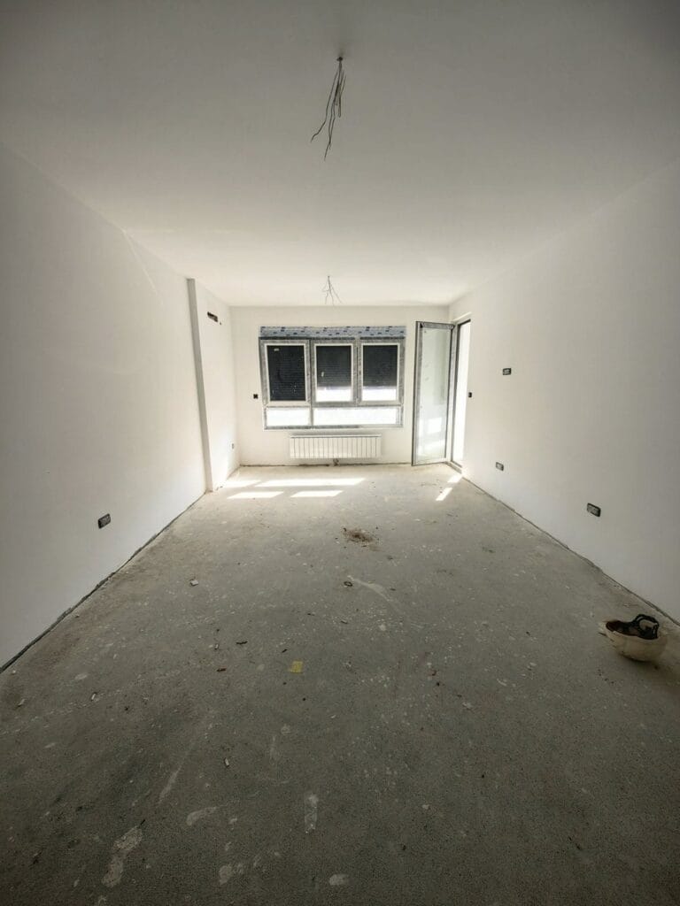 Unfinished living room before interior design and renovation