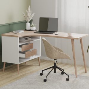 ANTON DESK 3 SHELF 2 DRWS OAKWH 2