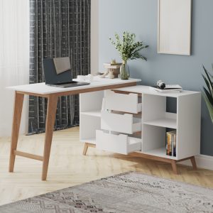 AUGUST DESK 4 SHELF 3 DRWS WH-OAK 2