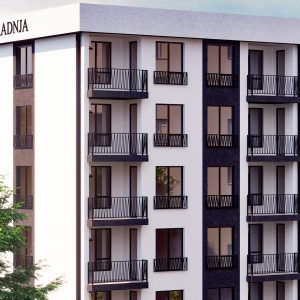 Contemporary residential building with elegant balconies