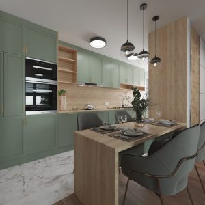 Dining area with modern table and designer chairs – Intervibe Studio visualization