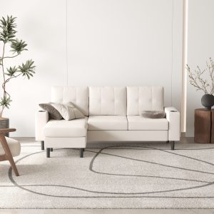 Modern cream sofa in minimalist living room with neutral decor – Intervibe Studio 3D visualization