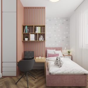 Modern kids room design with study desk and bookshelves – Intervibe Studio
