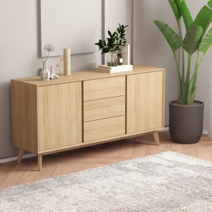 Modern oak console cabinet with doors