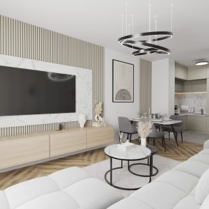 Open space living and dining area visualization – Intervibe Studio