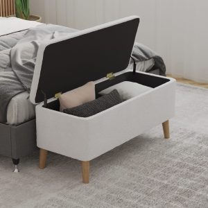 Upholstered storage bench for modern bedroom interior