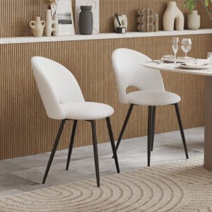 Pair of modern dining chairs in white finish – Intervibe Studio lifestyle render
